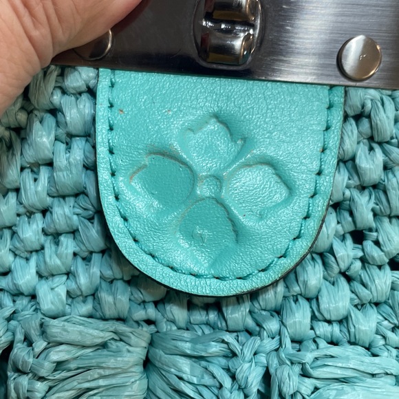 Patricia Nash Chic Woven Raffia Ferrara Frame Satchel in Aqua - Picture 8 of 10